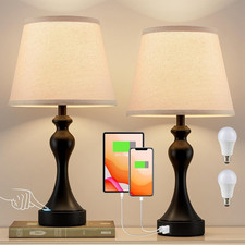 Dimmable Touch Lamps Set of 2 with USB Ports for Bedroom  Nightstand