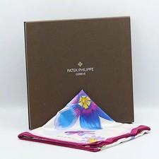 Unused, box included, Patek Philippe scarf, 100 silk, floral pattern, white, pu