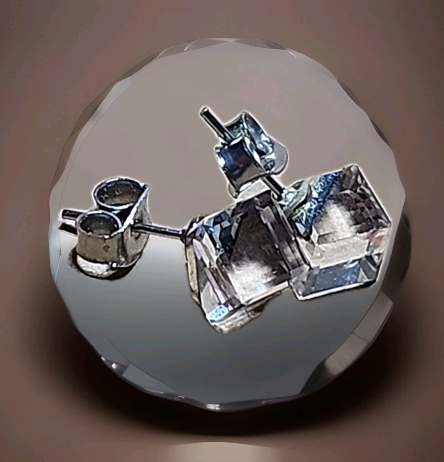 Dramatic Post Earrings W/ Side-set Square Swarovs… - image 1