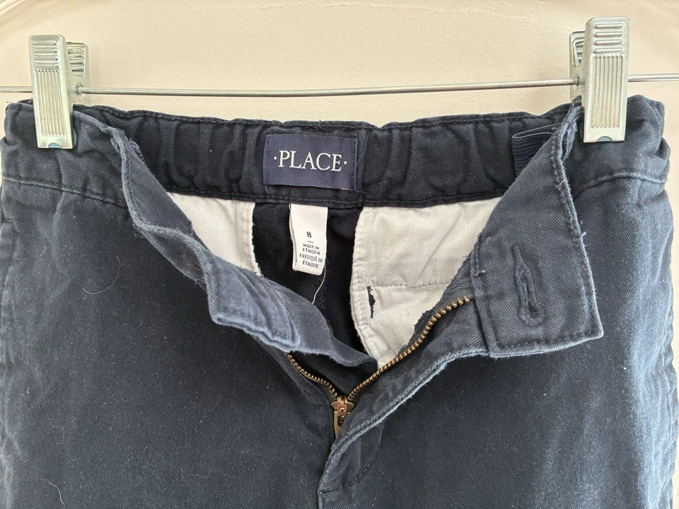 TCP Kids Boys Solid Navy Blue 100% Cotton Adjustable Waist Zip-Fly Chino Pants 8 - Image 2 of 4