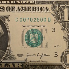 Date Note July 26 & Zip Code Garfield NJ 07026 & Odometer $1 One Dollar Bill UNC