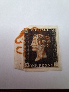 QV Penny Black GB Plate 1b orange brown MX.On Small Piece. Ref2026