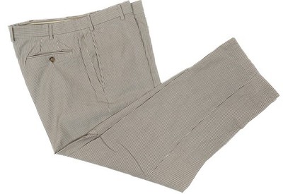 Zanella Todd Pants Taupe Stripe Cotton Flat Front Men's 38W x 30L Saks Fifth Ave