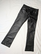 Vintage GAP Genuine Leather Boot Cut Pants Women  s Sz 4 Black Lined Vtg Y2K