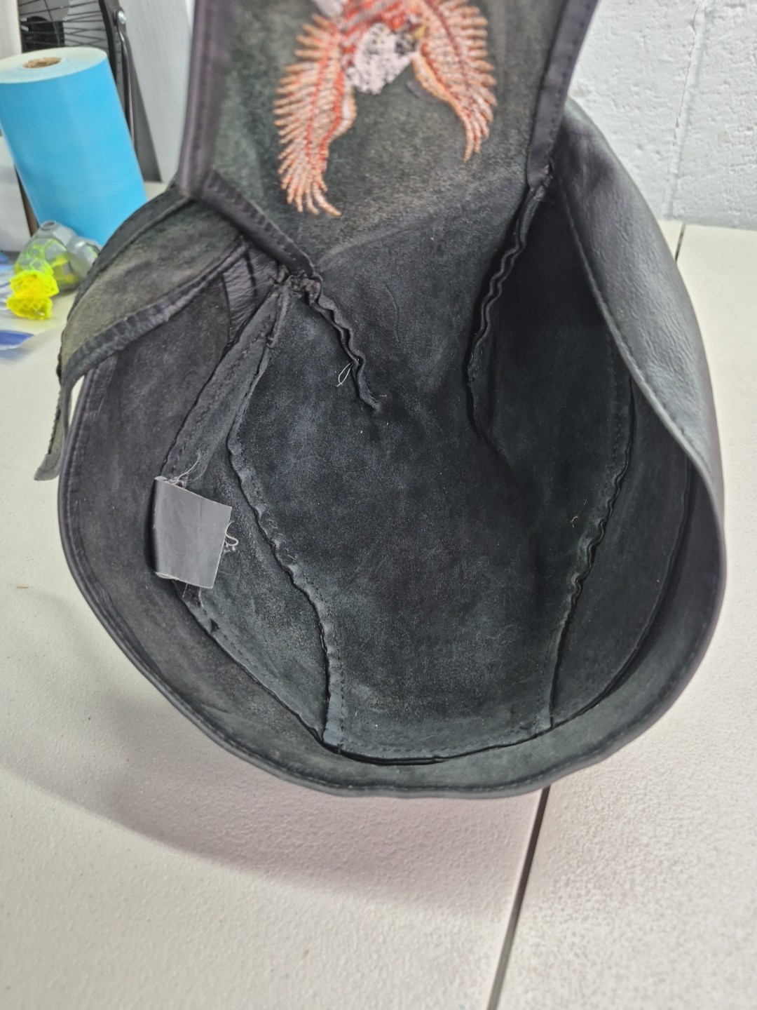 Vintage Leather Harley Davidson Skull Cap/DuRag, Biker Bandana Made In USA