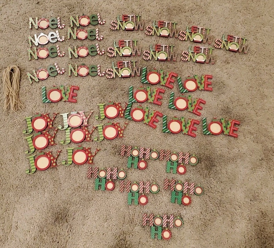 38 Mini Picture Frame Christmas Ornaments JOY NOEL HOHOHO  LOVE LET IT SNOW