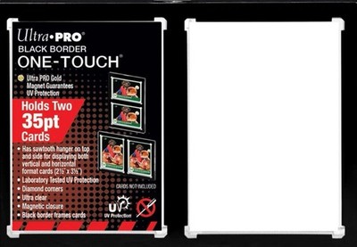 Ultra Pro Black Frame 2 Card One Touch Magnetic 35pt HOLDER Double Wall Display