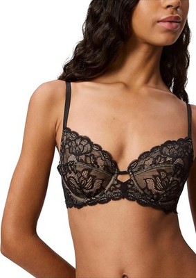 Calvin Klein Women's Seductive Comfort with Lace Multi Part Cup Bra in Black