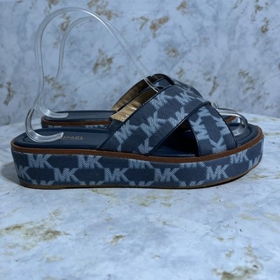 Michael Kors Womens Size 8M Shoes Blue Strappy Chunky Y2K