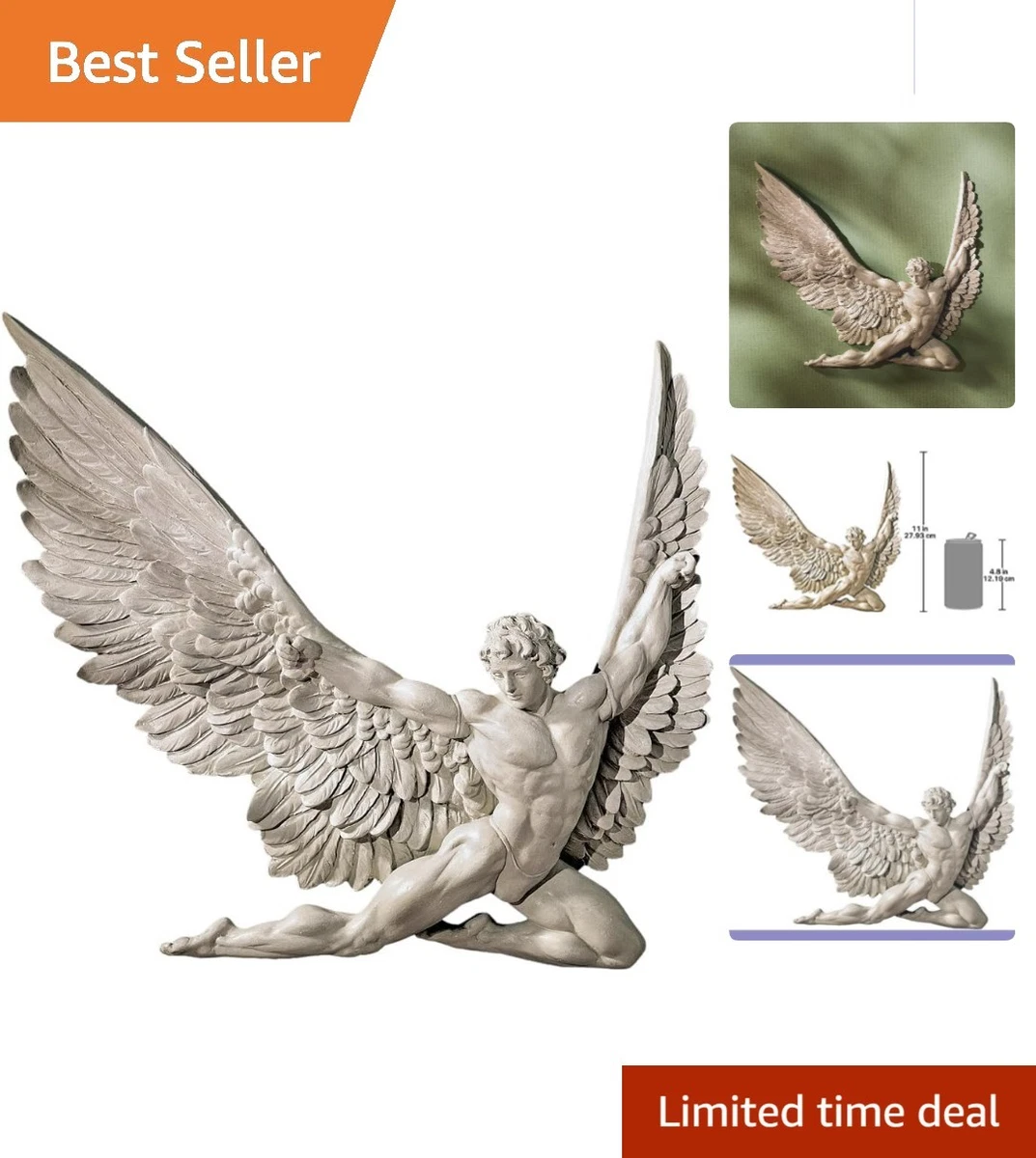 Design Toscano DB43016 spirituele pad engel muur sculptuur - grijs