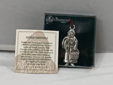 Longaberger Baskets Pewter Father Christmas, Kriss Kringle Ornament Tie-on Set