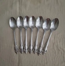 Set of 7 Oneida Renoir Pembrooke Teaspoons 6" Stainless Flatware Silverware