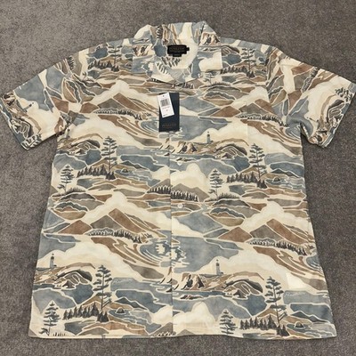 Pendleton Shirt Mens XL Coastal Lighthouse Print Short Sleeve Button Up NEW