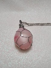 Natural Rose Quartz Wire Wrapped Pendant Necklace Handmade Healing Crystal