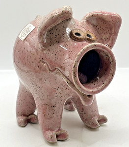 The Wizard Of Clay Pottery Pink Speckled Piggy Bank No Stopper