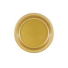 7" Gold Salad Plastic Plates: 6 PCs