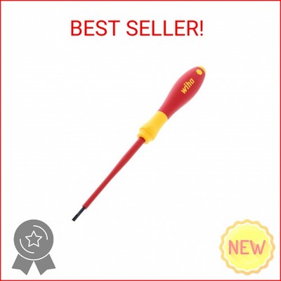 Wiha Tools Ins Screwdriver, Slotted, 1/8x4 in, Round, Red and Black, One Size (3