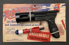 vintage Rocketeer Jet-Bomb and Launcher toy, uses caps