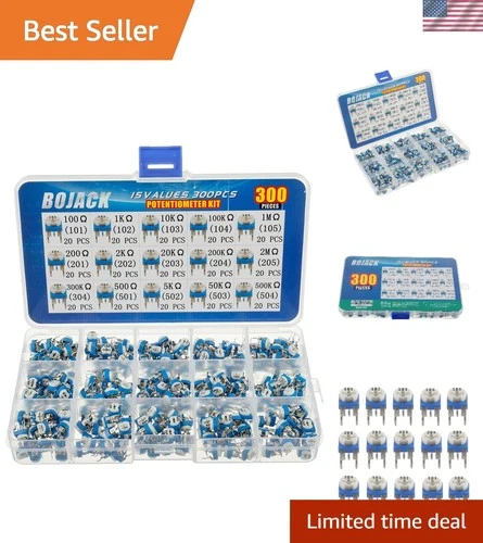 15 Values 300 pcs 100 Ohm- 2M Ohm Variable Resistor 6mm Potentiometer Assortm... - product listing photo