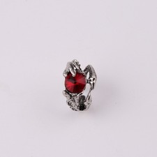 Hip hop retro red glass bead inlaid silver plated dragon claw men's open ring