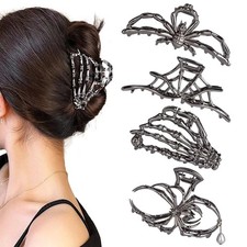 4 PCS Metal Spider Hair Claw Clips for Women, Goth Accessories, black