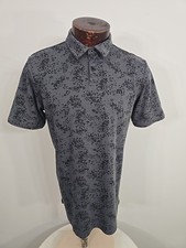 Travis Mathew Floral Golf Polo Shirt Gray Black Short Sleeve Pima Cotton Mens L