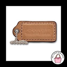 2" COACH Buff Beechwood Tan Leather Nickel Key Fob Bag Charm Keychain Hang Tag