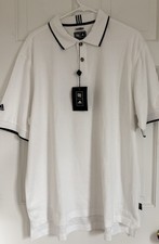 NWT adidas Climalite WHITE Polo Shirt with Black Trim Cotton Blend men's L