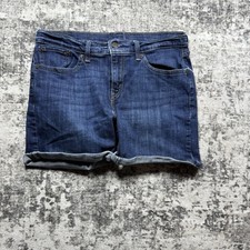 Levi s Women s Mid Rise Mid-Length Cuffed Denim Shorts Dark Wash Size 28-30