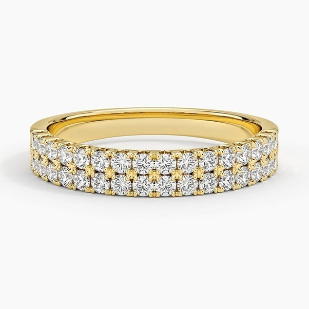 2mm Round Moissanite Eternity Band Ring – 925 Silver Yellow Gold Plated