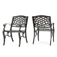 Benjara Toni Outdoor Armchair - Bronze Aluminium (Set of 2)