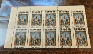 ECUADOR-Block Of 10 Airmails,Front Correct Back W/vivid Blue Color Offset