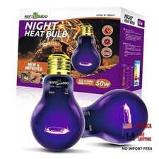 2PCS Reptile Night Heat Lamp, 50W Moonlight Heat Bulb 50W Night Heat Lamp