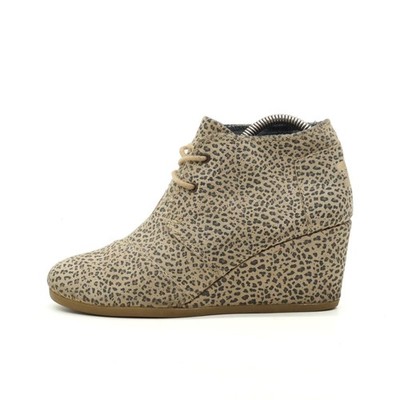 TOMS Damen Wedges Animal Print Beige Wildleder Knöchelhoch Stiefeletten EU 37.5