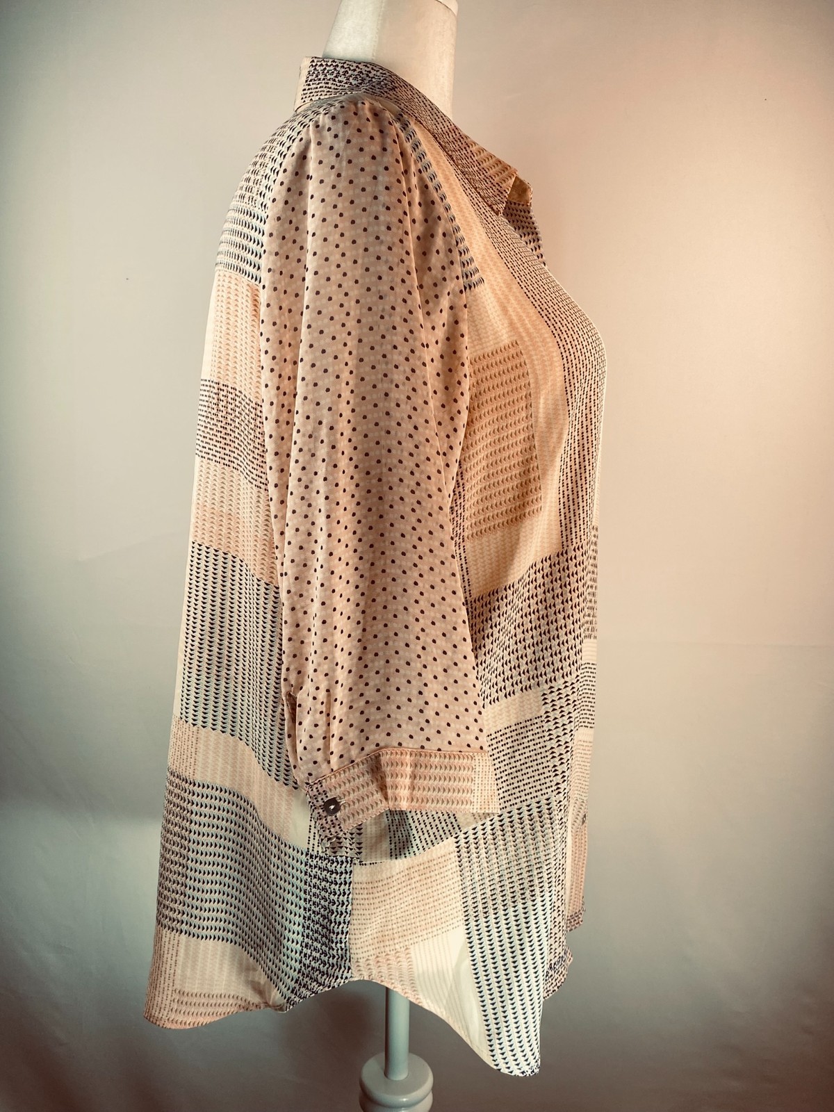 Rose & Olive Patchwork Geometric Design Blouse Sz… - image 5