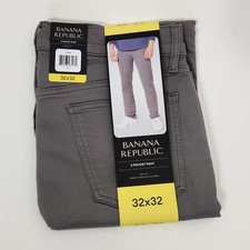 Banana Republic Mens 32x32 Gray 5 Pocket Pants Slim Fit Comfort Stretch