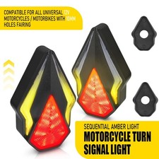 Pair Flush Mount Mini Motorcycle LED Turn Signal Blinker Brake Light Amber+Red
