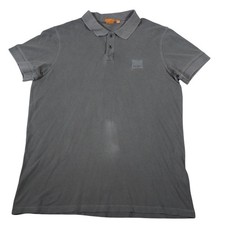 Hugo Boss Orange Polo Shirt Mens XL Slim Fit Gray Cotton Short Sleeve Casual