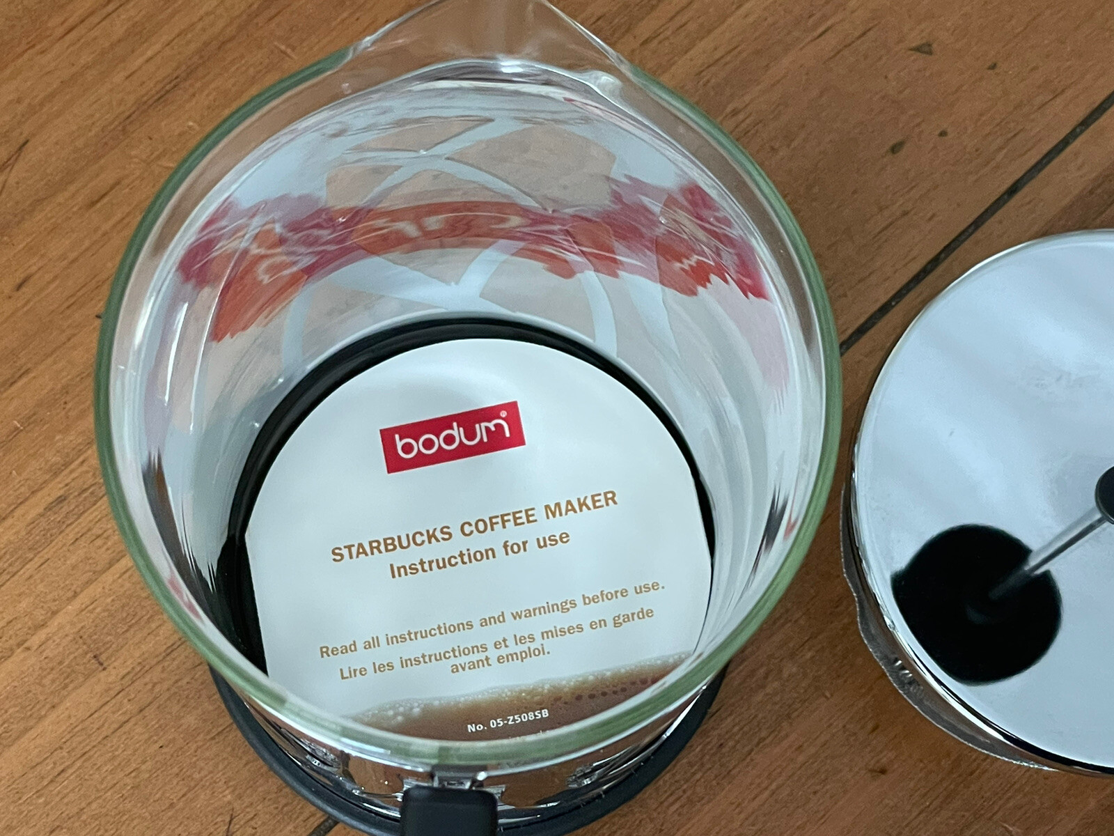 Starbucks Bodum French Press Stainless Steel Body Modern Art Deco 8