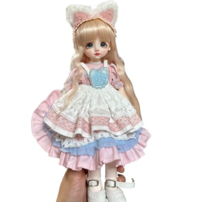 1/6 BJD Doll Toy Cute Girl Doll with Dress Shoes Wigs Full Set Removable Gift
