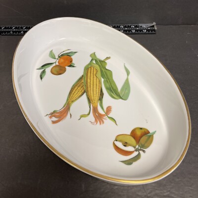 ROYAL WORCESTER ENGLAND  14'' LARGE OVAL BAKER CORN FRUIT WITH LEAVES