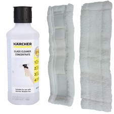 Karcher WV50 500ml Glass Window Cleaner & 2 x Window Vac Cleaning Cloth Pads 
