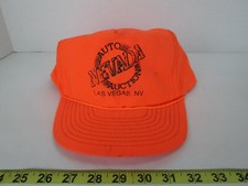 Vintage Las Vegas NV Nevada Auto Auction Hat Baseball Cap Neon Orange D3