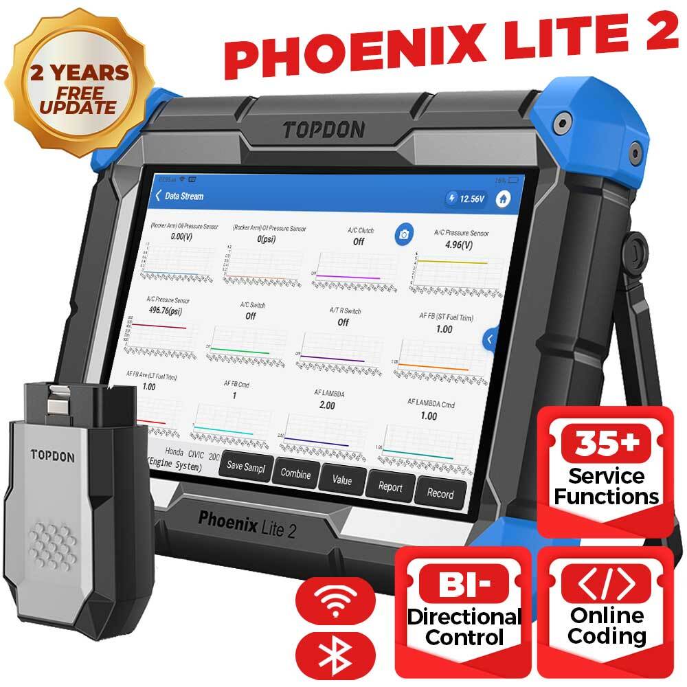 TOPDON Phoenix Lite 2 Car OBD2 Scanner with ECU Coding for Advanced Diagnostics-image