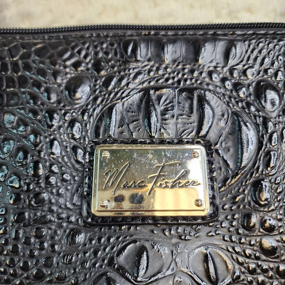 Mark Fisher 鳄鱼纹浮雕黑色素食挎包大号肩上衣随身携带 — 第 2/4 张图片