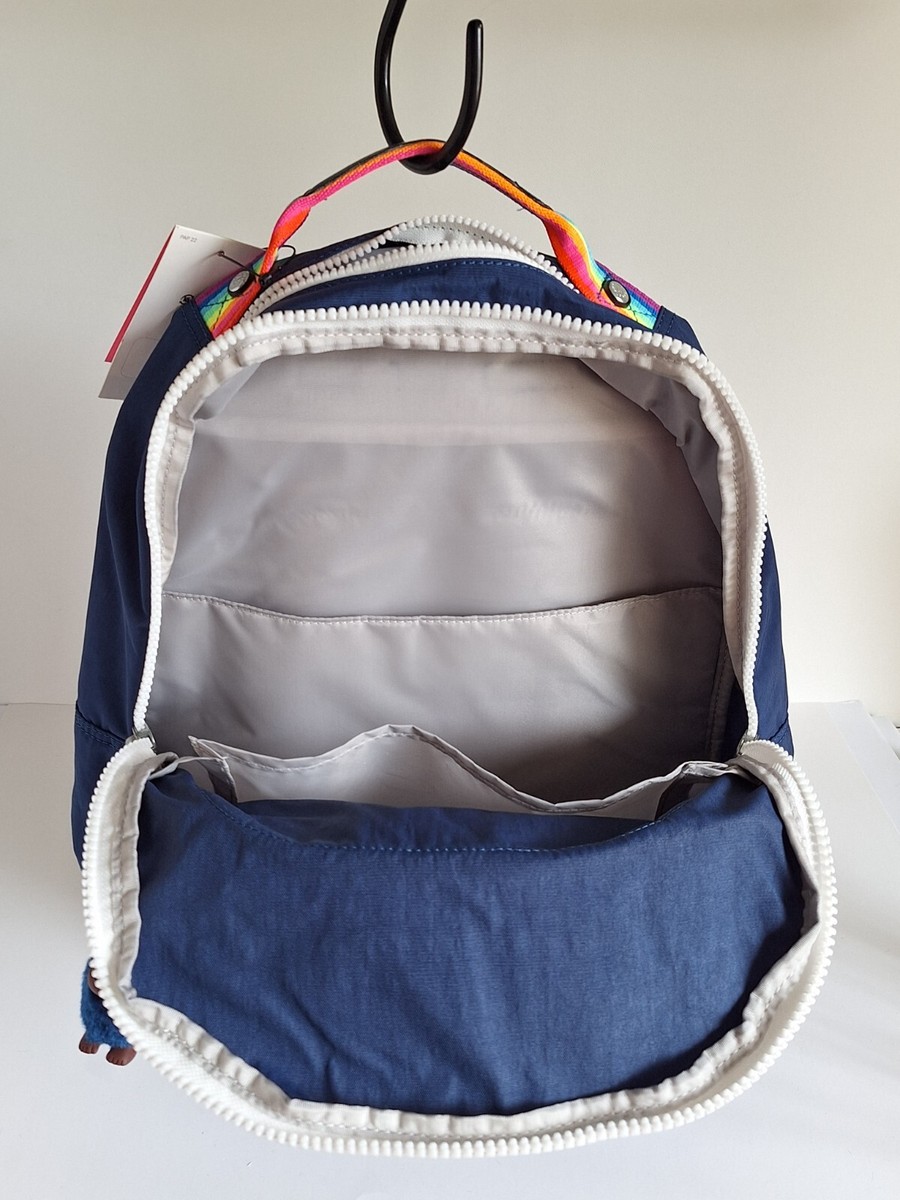 Kipling Seoul Backpack Blue Rainbow Strap Laptop School Travel Bag NWT NWT Kipling Seoul Extra Large 17 main image 2