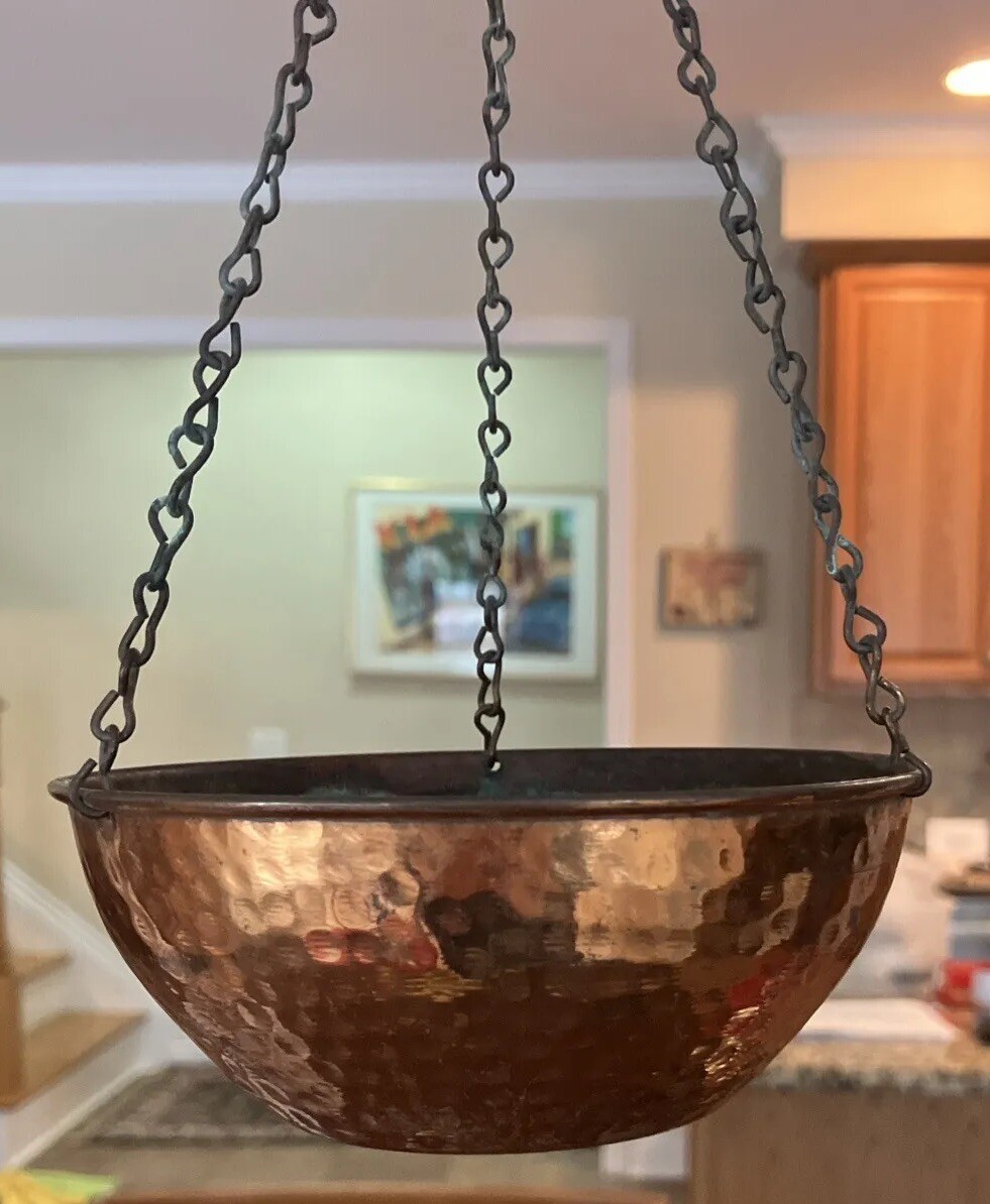 copper bowl planter vintage Patina Rare Estate Bulb Forcing Bowl