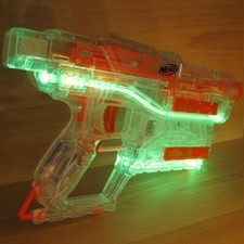 Loose  SHADOW ICS-6  Clear Ghost Ops NERF Modulus Dart Blaster Gun Lights Up