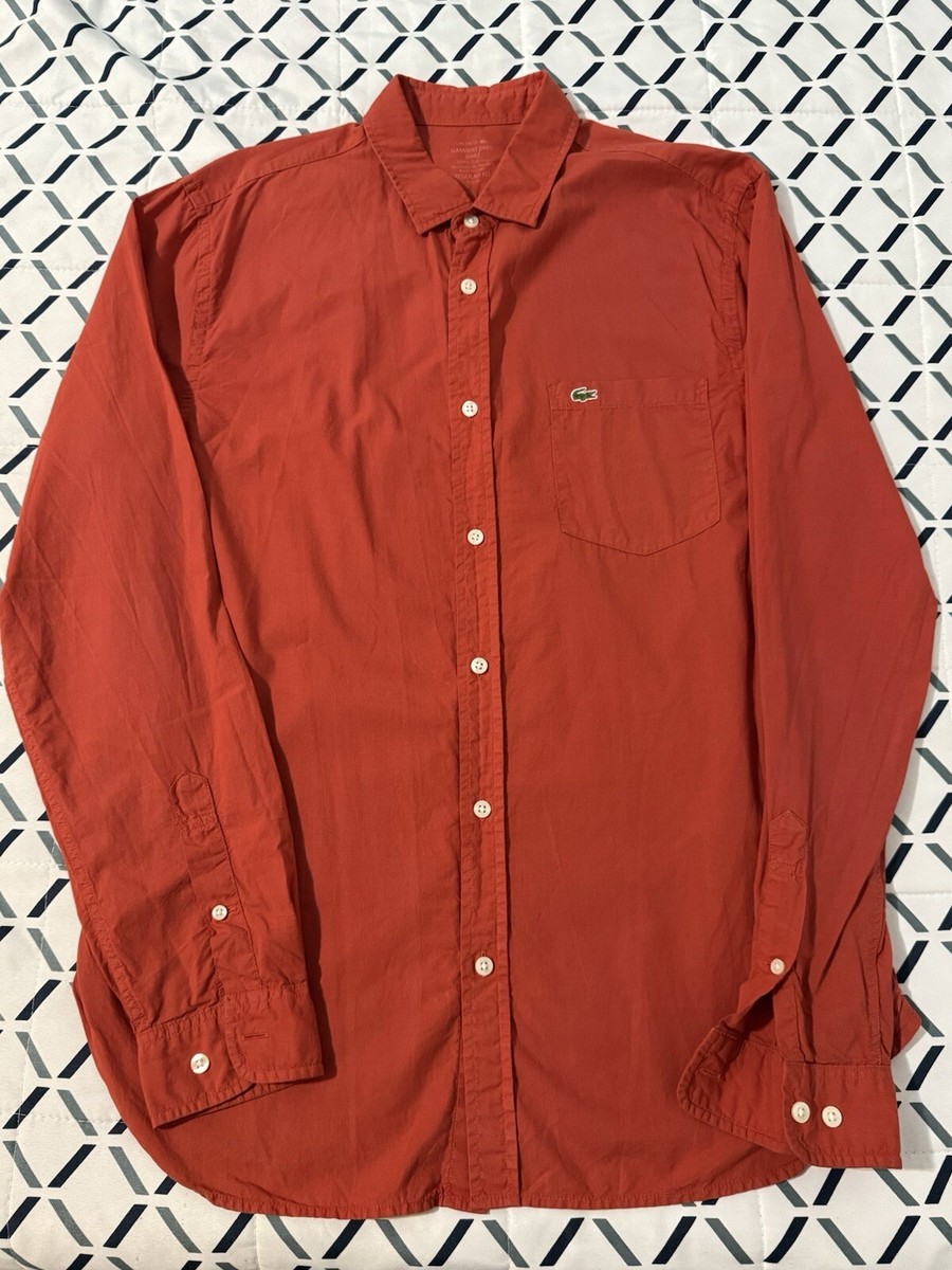 Lacoste Dress Shirt Men's size 40 Red Orange vermilion Long Sleeve Button  Up | eBay