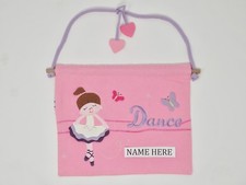 Personalized Embroidered Girls Small DANCE Wall Hanging Pink BALLERINA GIFT